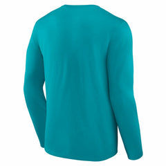 Miami Dolphins Logo Team Lockup Long Sleeve T-Shirt Aqua | NFL