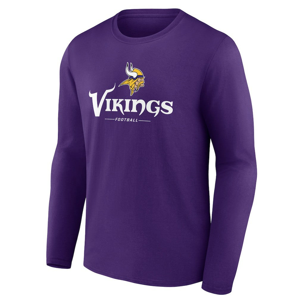 Minnesota Vikings Logo Team Lockup Long Sleeve T-Shirt Purple | NFL