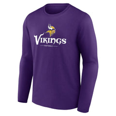 Minnesota Vikings Logo Team Lockup Long Sleeve T-Shirt Purple | NFL