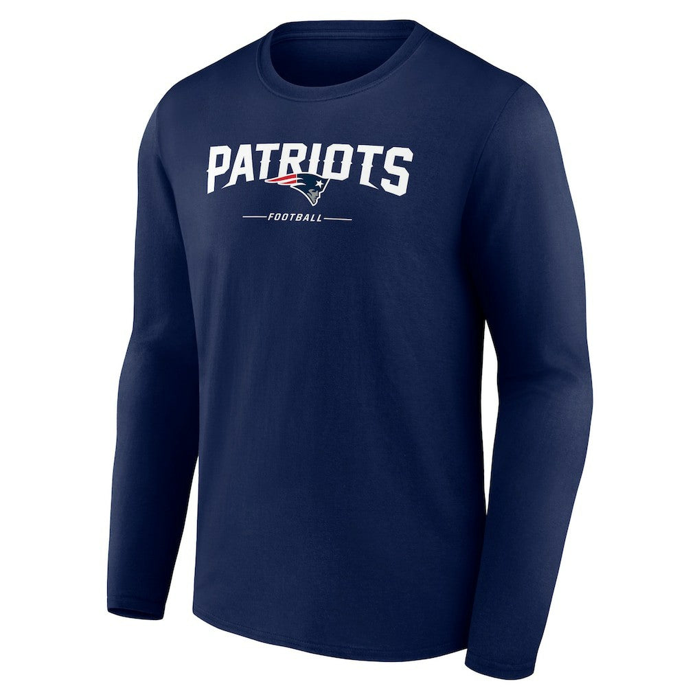 New England Patriots Logo Team Lockup Long Sleeve T-Shirt Navy | NFL