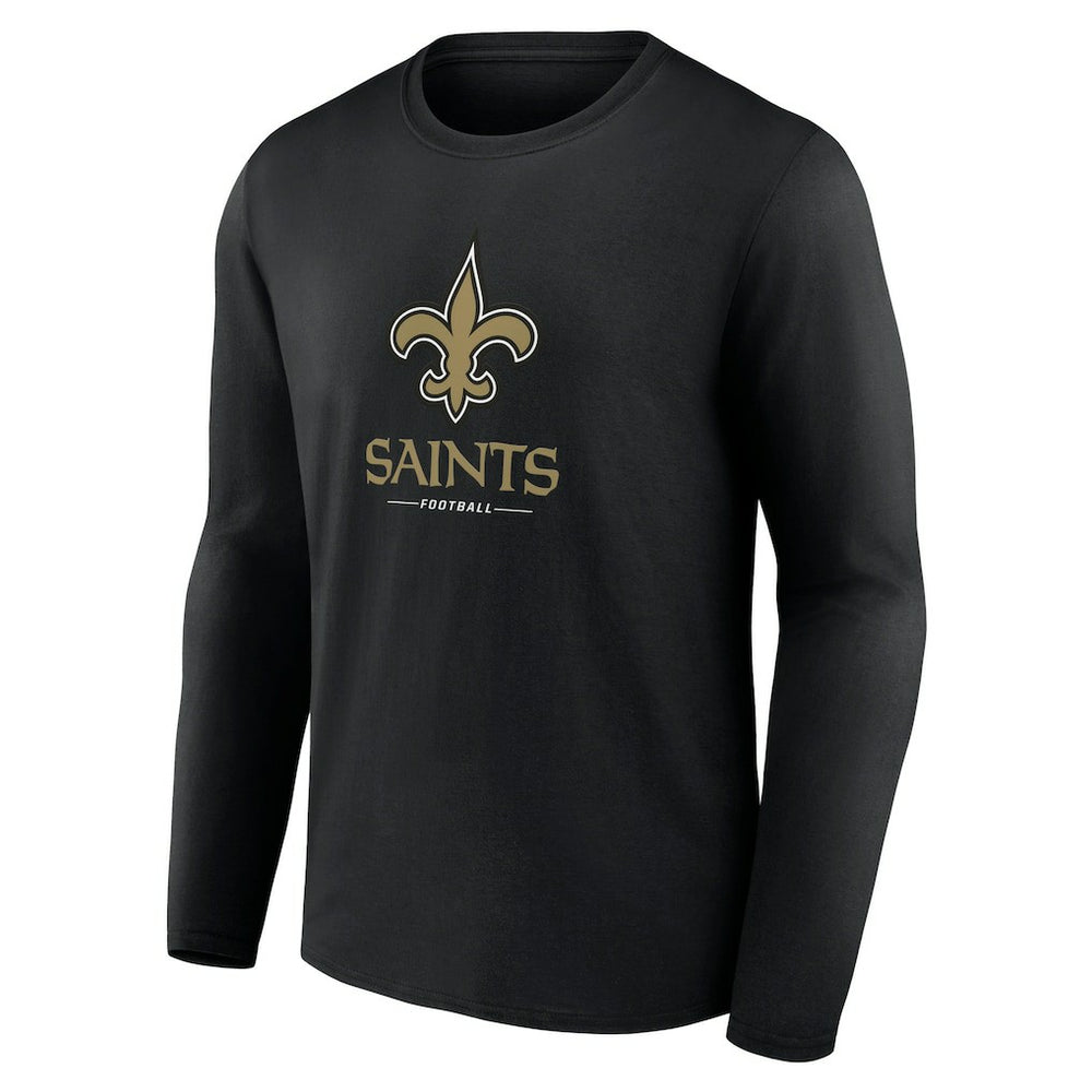 New Orleans Saints Logo Team Lockup Long Sleeve T-Shirt Black | NFL