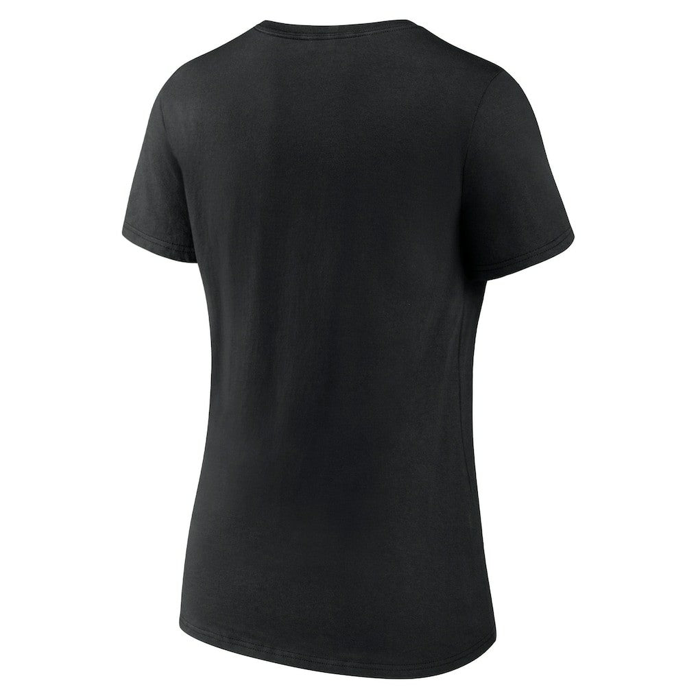 New Orleans Saints Women's Logo Team Lockup V-Neck T-Shirt Black | NFL