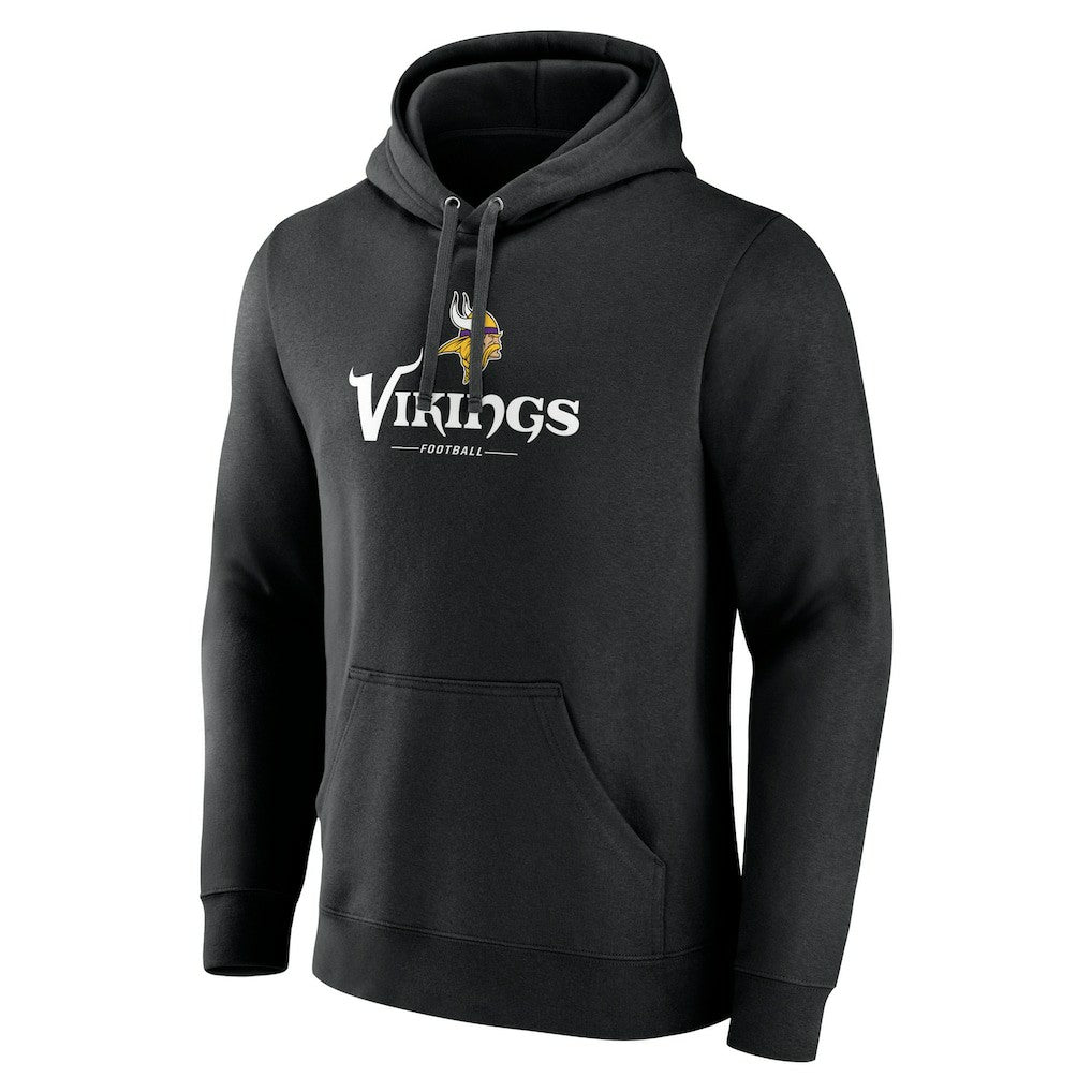 Minnesota Vikings Primary Logo Team Lockup Fitted Pullover Hoodie Black | NFL
