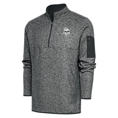 Minnesota Vikings Antigua Metallic Logo Fortune Quarter-Zip Jacket Heather Charcoal | NFL