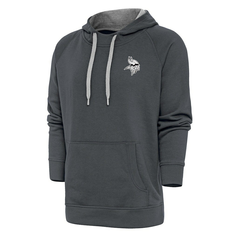 Minnesota Vikings Antigua Metallic Logo Victory Pullover Hoodie Charcoal | NFL