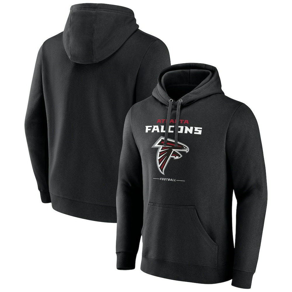 Atlanta Falcons Logo Team Lockup Fitted Pullover Hoodie Black | NFL