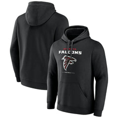 Atlanta Falcons Logo Team Lockup Fitted Pullover Hoodie Black | NFL