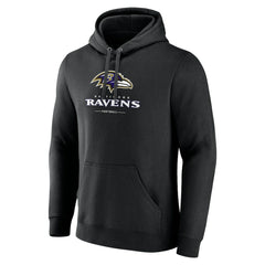 Baltimore Ravens Logo Team Lockup Fitted Pullover Hoodie Black | NFL