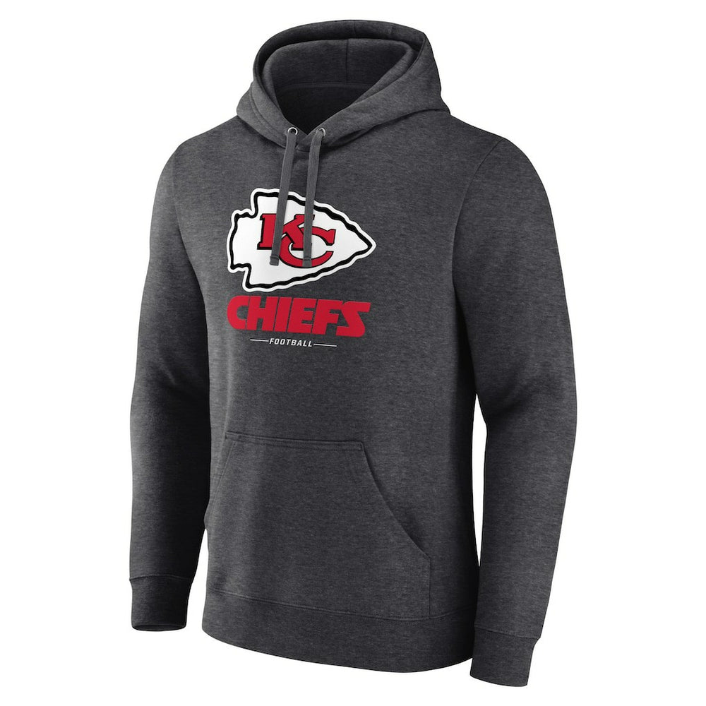 Kansas City Chiefs Logo Team Lockup Fitted Pullover Hoodie Charcoal | NFL