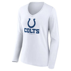 Indianapolis Colts Women's Logo Team Lockup Long Sleeve V-Neck T-Shirt White | NFL