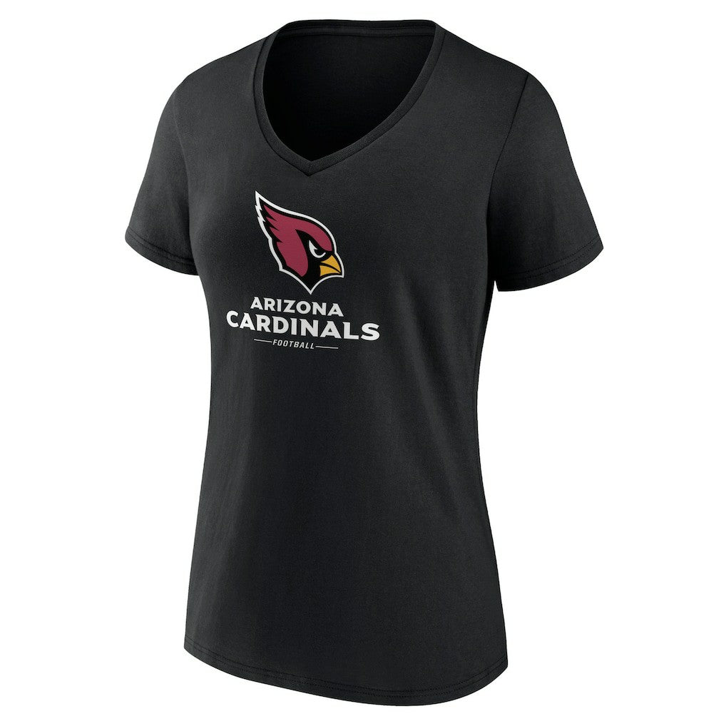 Arizona Cardinals Women's Logo Team Lockup V-Neck T-Shirt Black | NFL