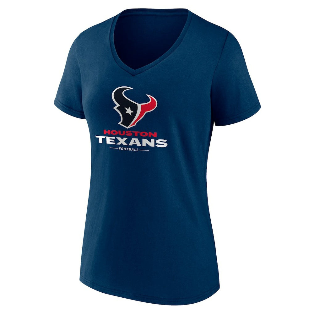 Houston Texans Women's Logo Team Lockup V-Neck T-Shirt Navy | NFL