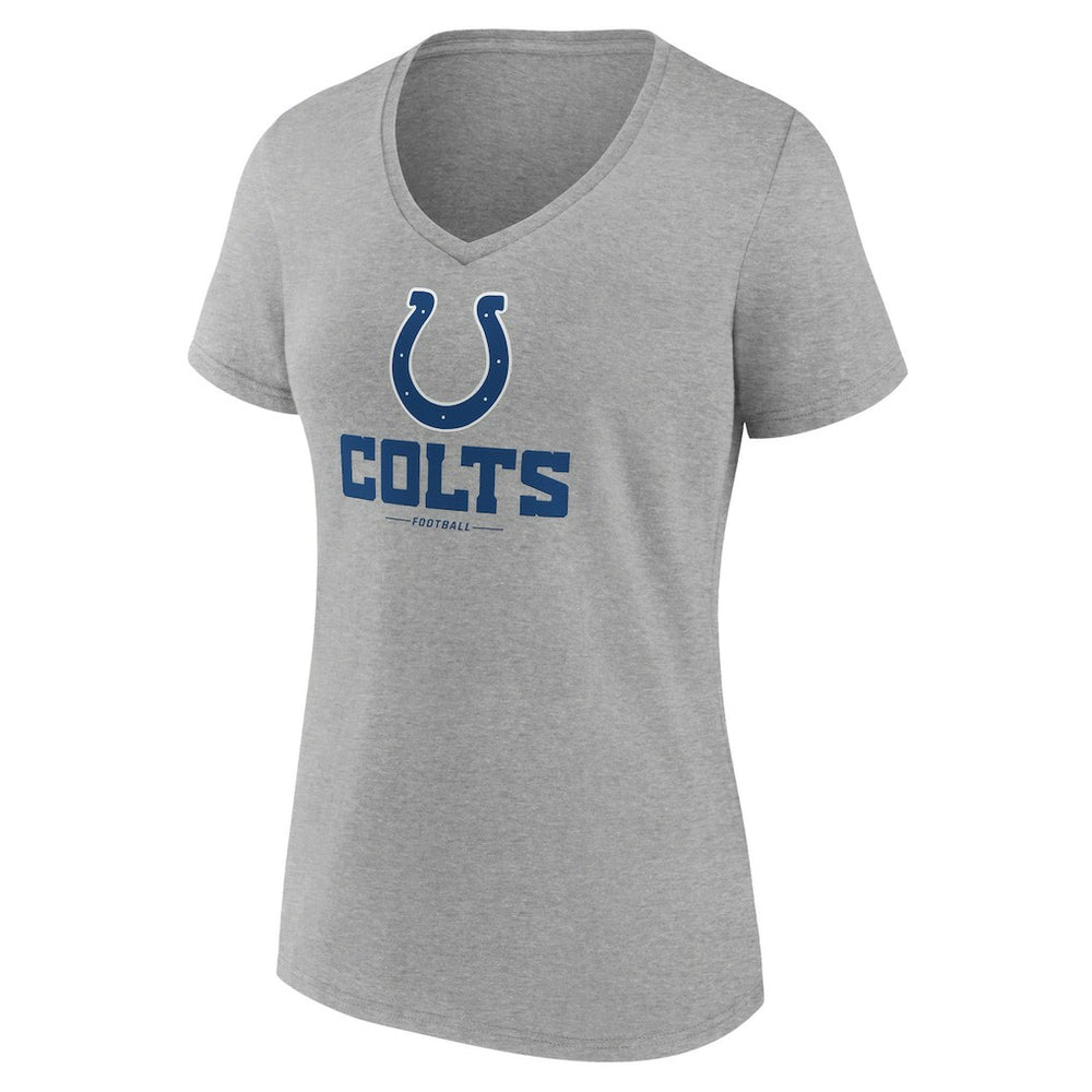Indianapolis Colts Women's Logo Team Lockup V-Neck T-Shirt Gray | NFL