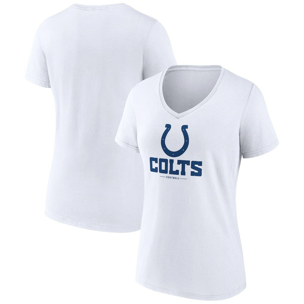 Indianapolis Colts Women's Logo Team Lockup V-Neck T-Shirt White | NFL