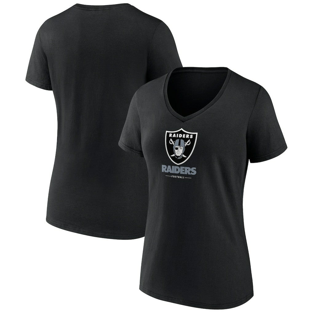Las Vegas Raiders Women's Logo Team Lockup V-Neck T-Shirt Black | NFL