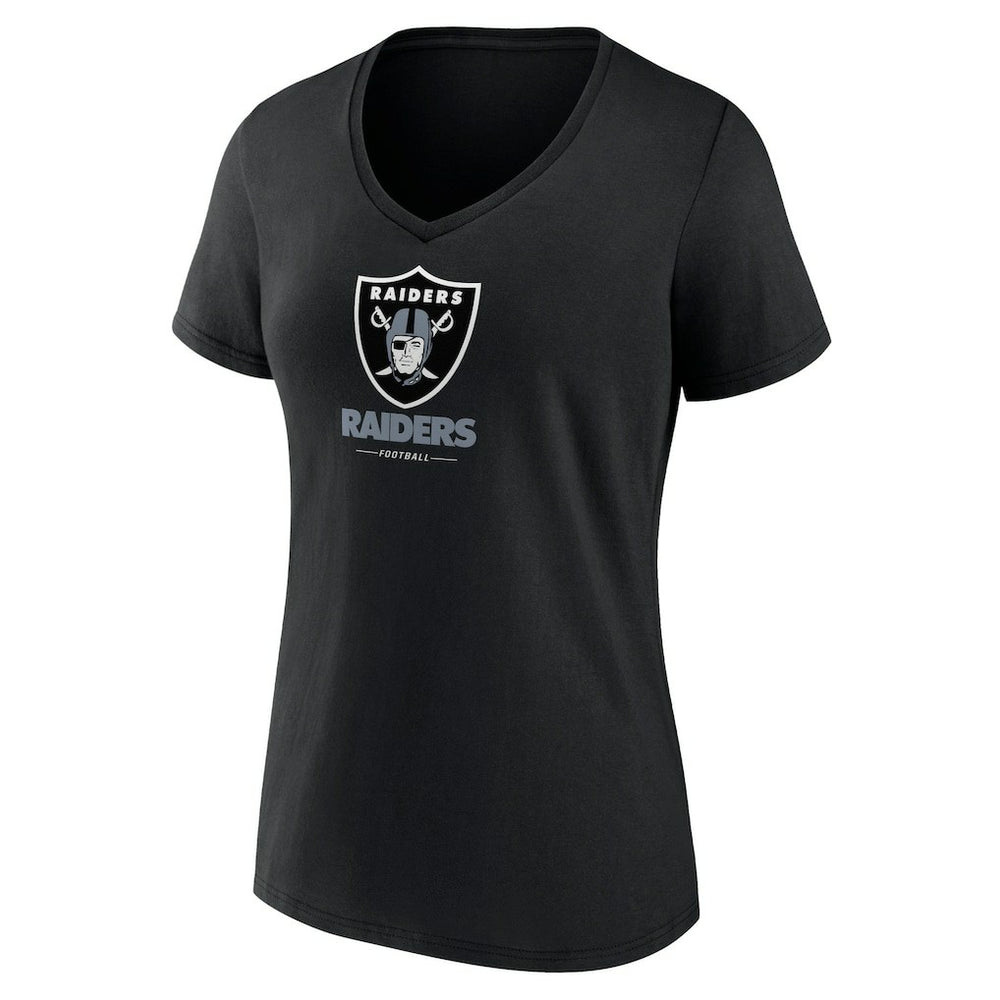 Las Vegas Raiders Women's Logo Team Lockup V-Neck T-Shirt Black | NFL
