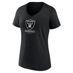 Las Vegas Raiders Women's Logo Team Lockup V-Neck T-Shirt Black | NFL