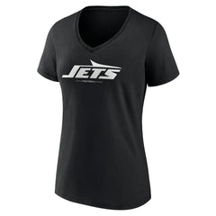New York Jets Women's Logo Team Lockup V-Neck T-Shirt Black | NFL
