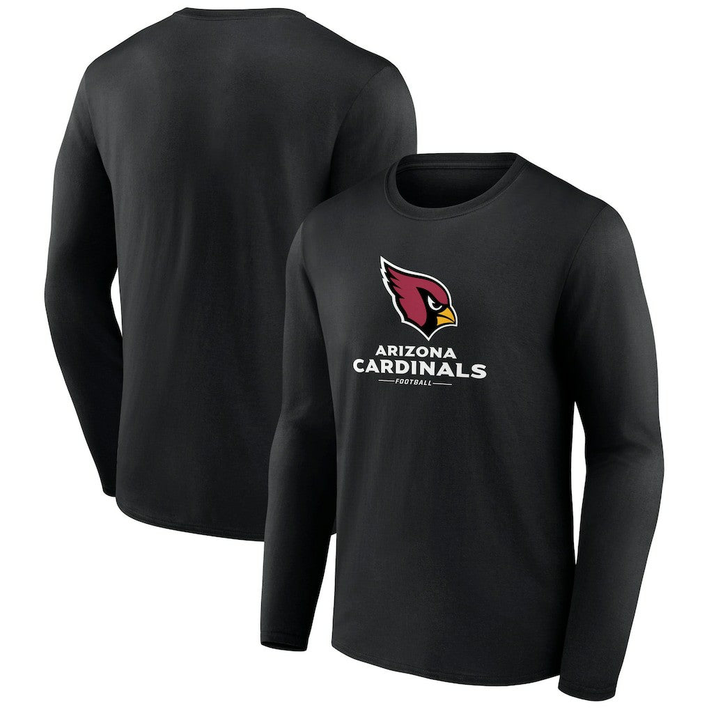 Arizona Cardinals Logo Team Lockup Long Sleeve T-Shirt Black | NFL