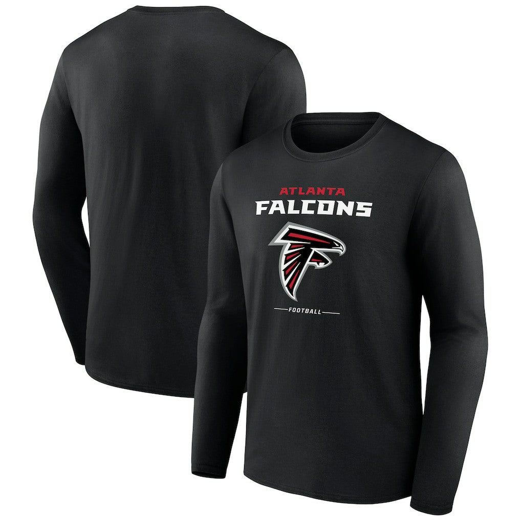 Atlanta Falcons Logo Team Lockup Long Sleeve T-Shirt Black | NFL