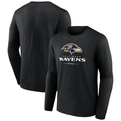 Baltimore Ravens Logo Team Lockup Long Sleeve T-Shirt Black | NFL