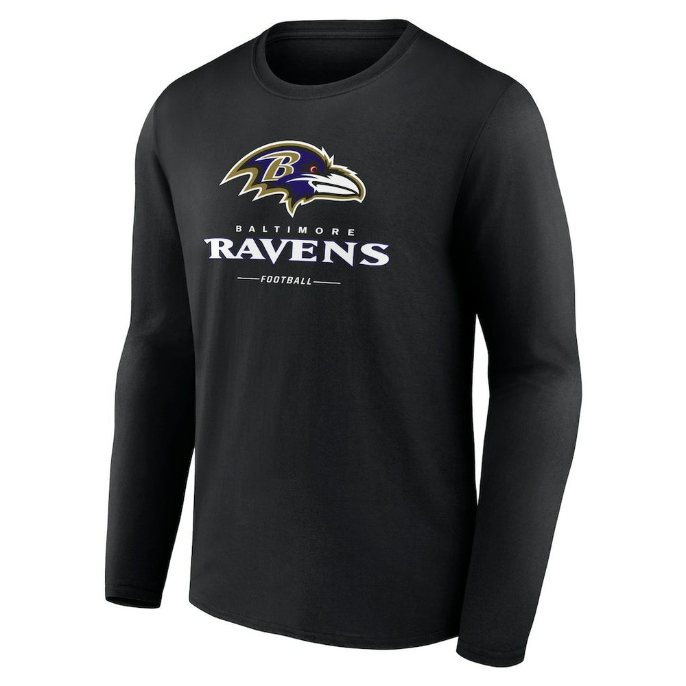 Baltimore Ravens Logo Team Lockup Long Sleeve T-Shirt Black | NFL