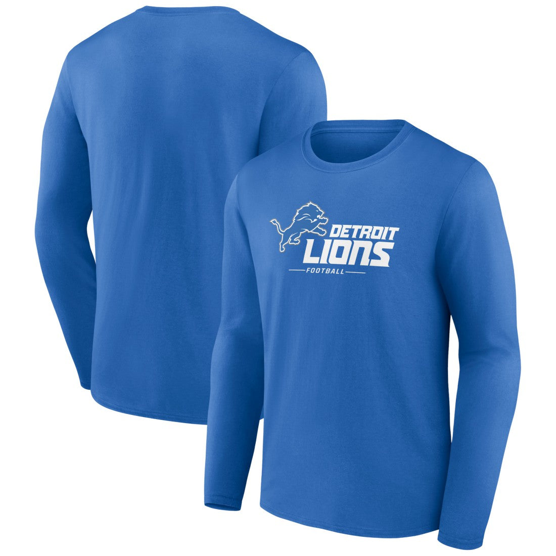Detroit Lions Logo Team Lockup Long Sleeve T-Shirt Blue | NFL