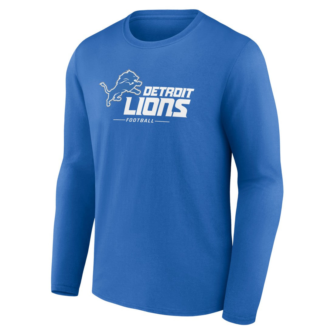Detroit Lions Logo Team Lockup Long Sleeve T-Shirt Blue | NFL