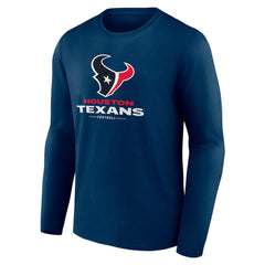 Houston Texans Logo Team Lockup Long Sleeve T-Shirt Navy | NFL