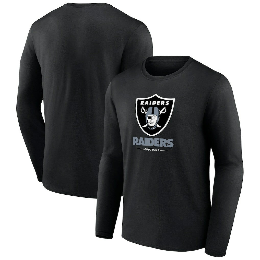 Las Vegas Raiders Logo Team Lockup Long Sleeve T-Shirt Black | NFL