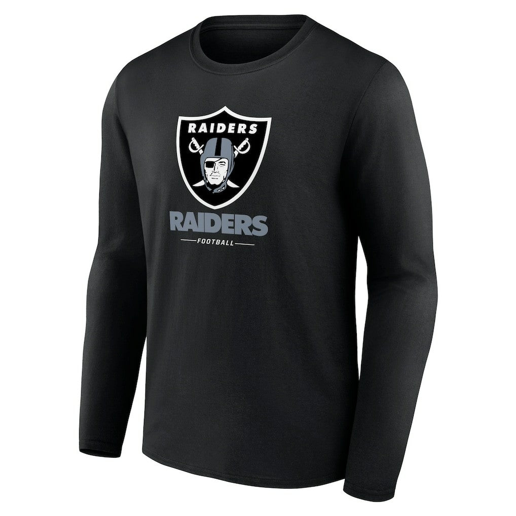 Las Vegas Raiders Logo Team Lockup Long Sleeve T-Shirt Black | NFL