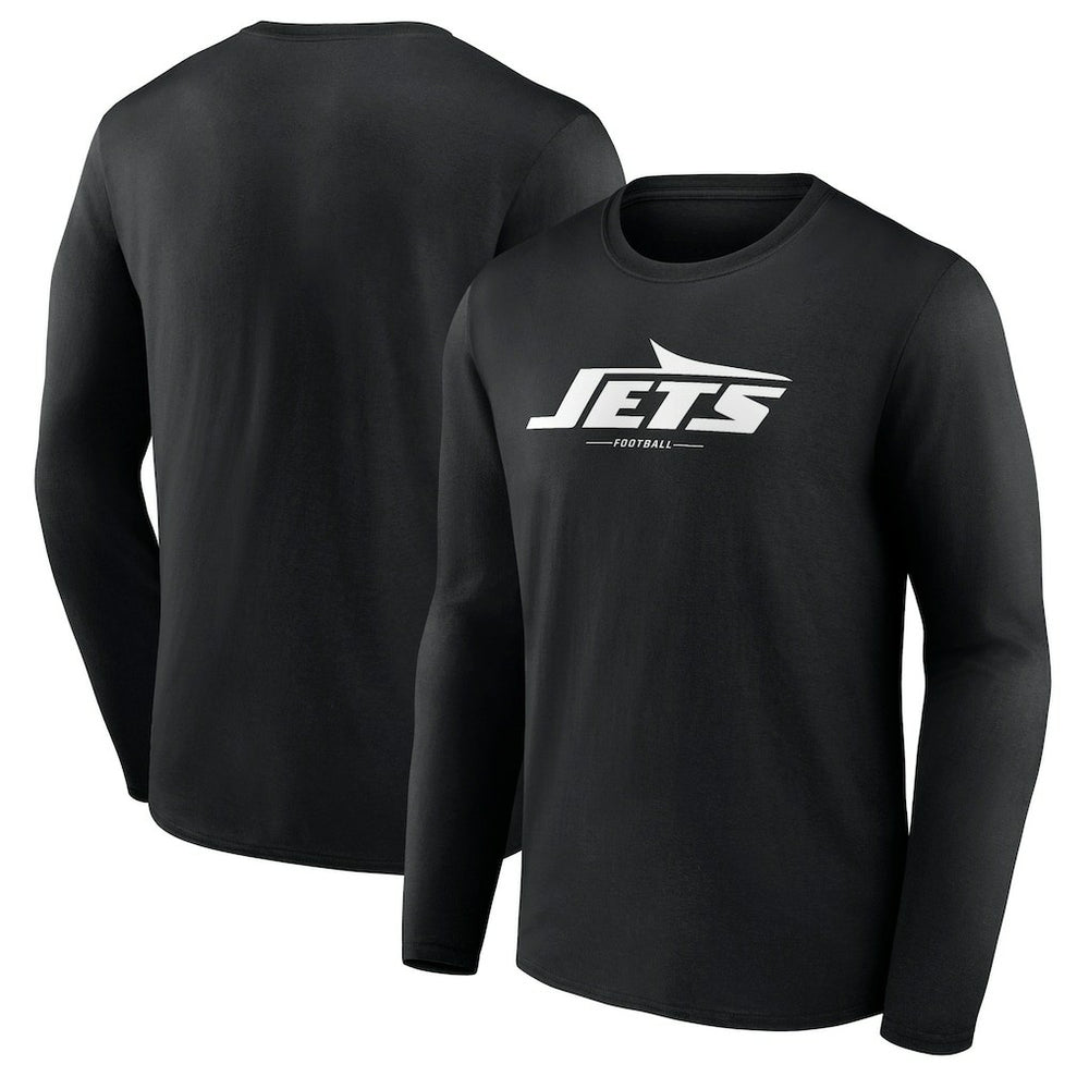 New York Jets Logo Team Lockup Long Sleeve T-Shirt Black | NFL