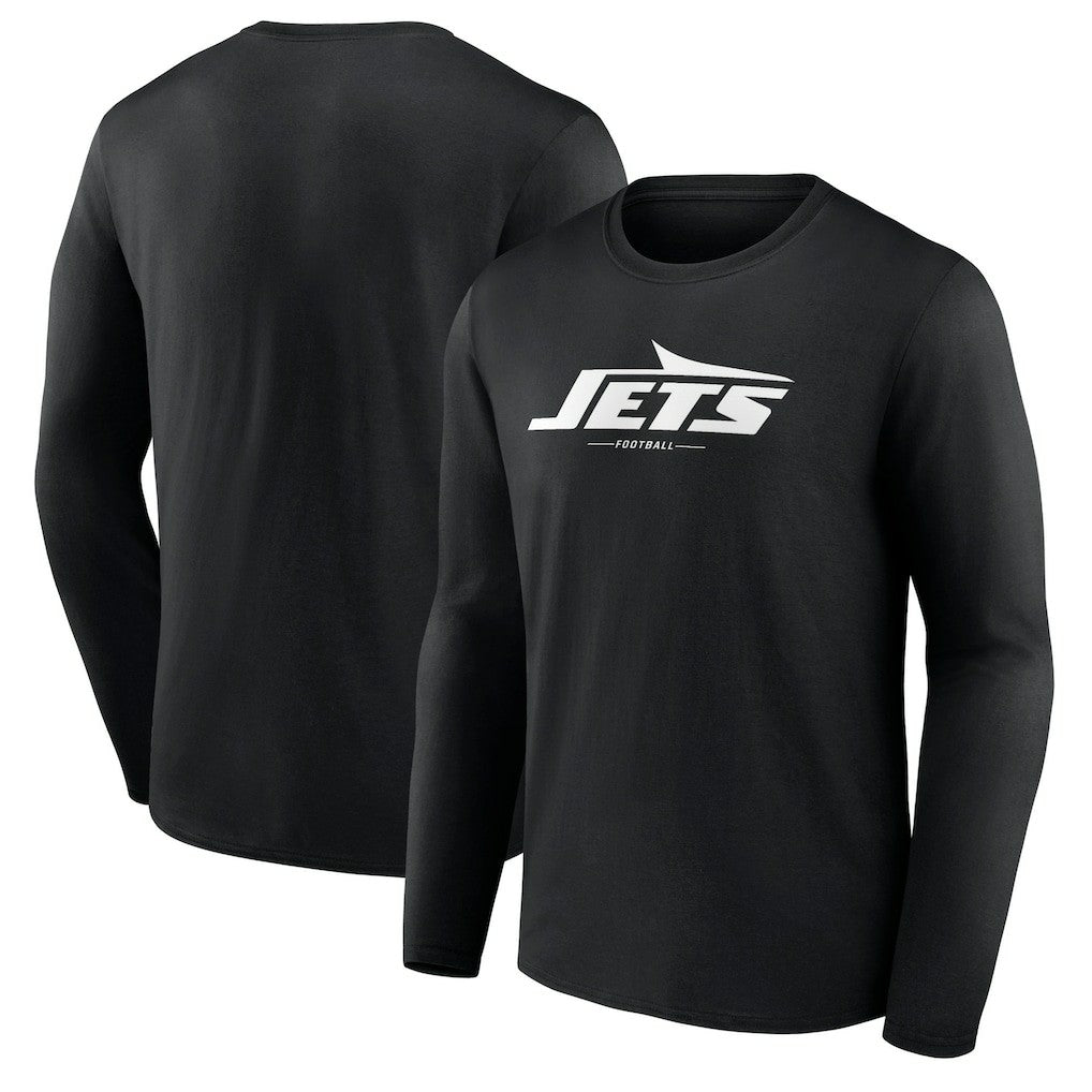 New York Jets Logo Team Lockup Long Sleeve T-Shirt Black | NFL