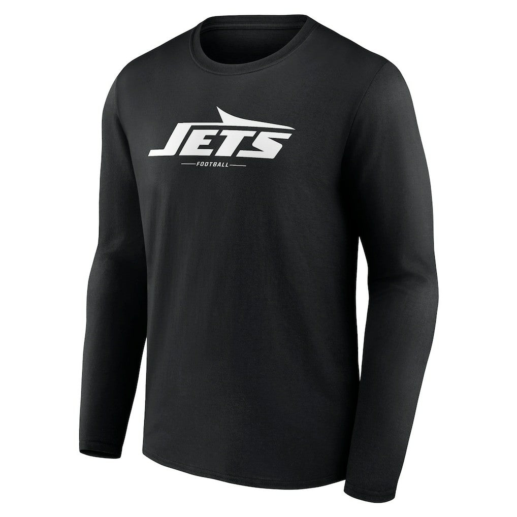 New York Jets Logo Team Lockup Long Sleeve T-Shirt Black | NFL