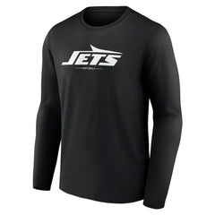 New York Jets Logo Team Lockup Long Sleeve T-Shirt Black | NFL