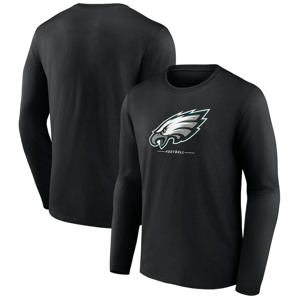 Philadelphia Eagles Logo Team Lockup Long Sleeve T-Shirt Black | NFL