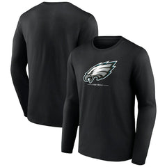 Philadelphia Eagles Logo Team Lockup Long Sleeve T-Shirt Black | NFL