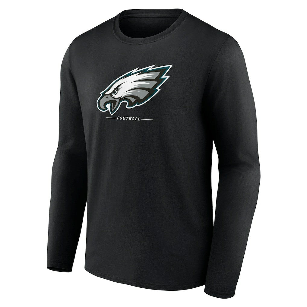 Philadelphia Eagles Logo Team Lockup Long Sleeve T-Shirt Black | NFL