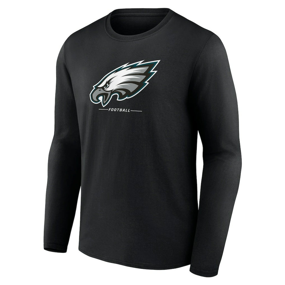 Philadelphia Eagles Logo Team Lockup Long Sleeve T-Shirt Black | NFL