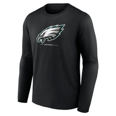 Philadelphia Eagles Logo Team Lockup Long Sleeve T-Shirt Black | NFL