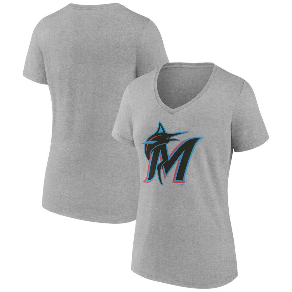 Miami Marlins Women's Official Logo V-Neck T-Shirt - MLB