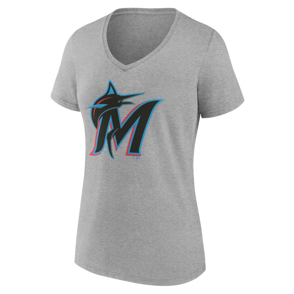 Miami Marlins Women's Official Logo V-Neck T-Shirt - MLB