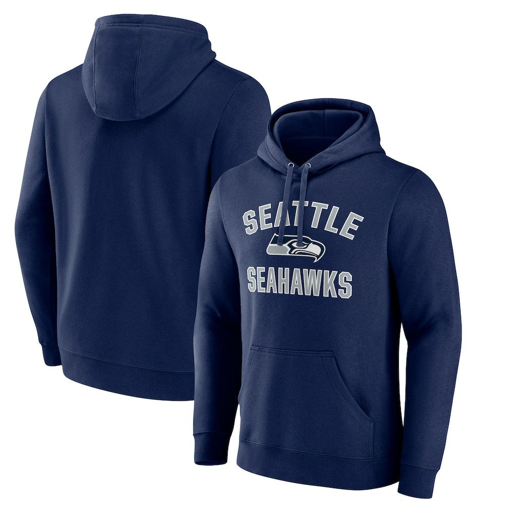 Seattle Seahawks Victory Arch Fitted Pullover Hoodie College Navy | NFL
