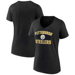Pittsburgh Steelers Women's Victory Arch Team V-Neck T-Shirt Black | NFL