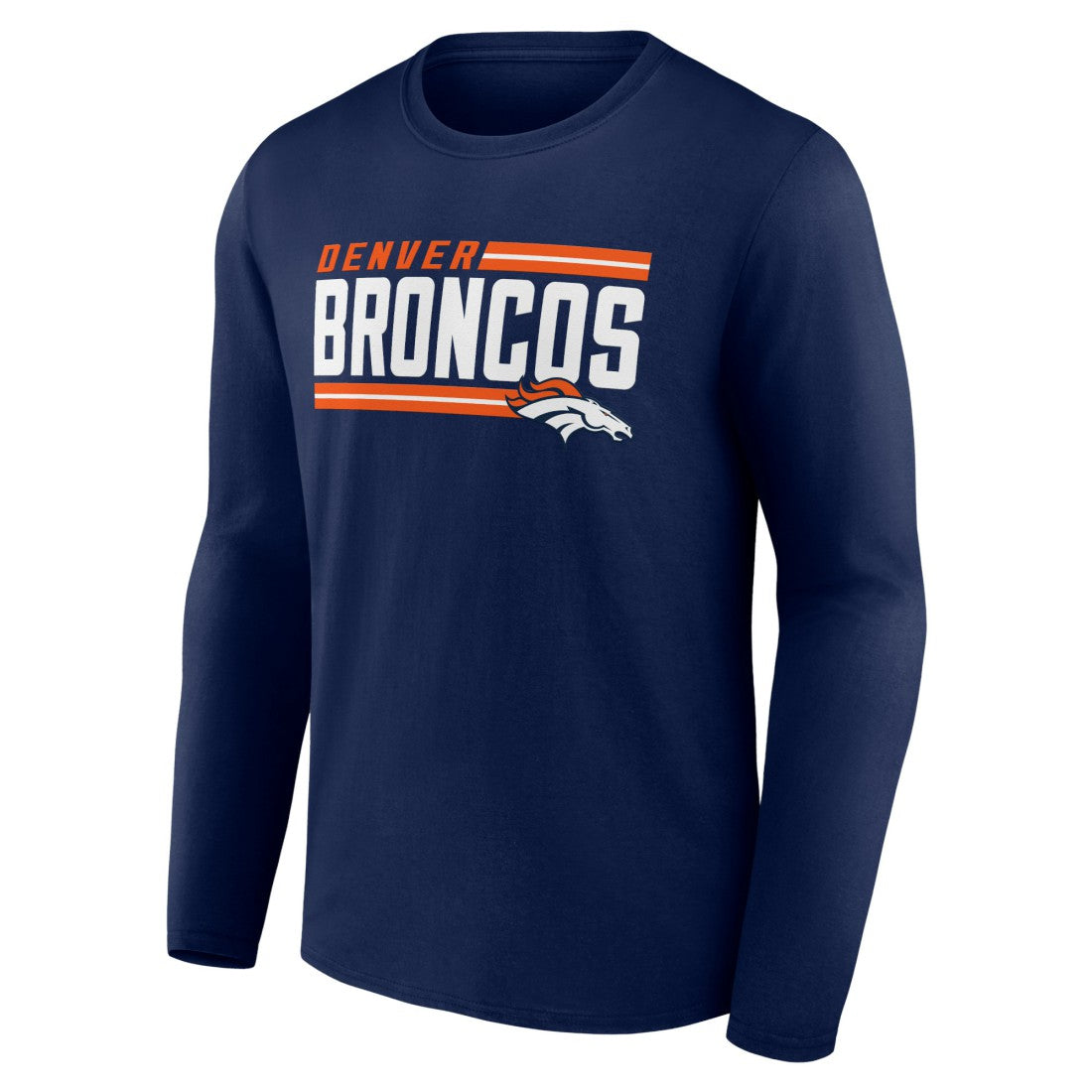 Denver Broncos On Side Stripe Team Long Sleeve T-Shirt Navy | NFL
