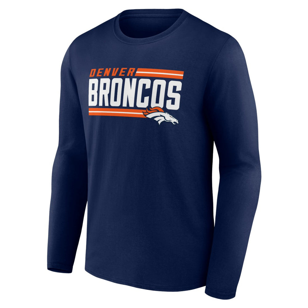 Denver Broncos On Side Stripe Team Long Sleeve T-Shirt Navy | NFL