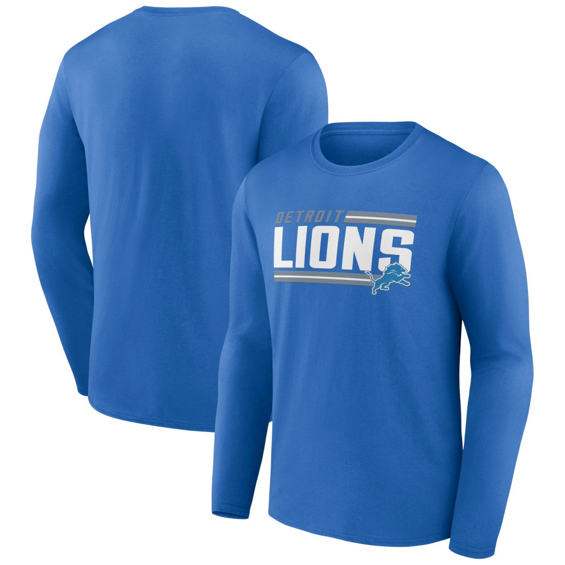 Detroit Lions On Side Stripe Team Long Sleeve T-Shirt Blue | NFL