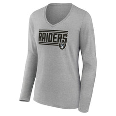 Las Vegas Raiders Women's On Side Stripe Long Sleeve V-Neck T-Shirt Gray | NFL