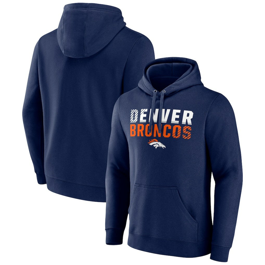 Denver Broncos Team Fade Out Fitted Pullover Hoodie Navy | NFL