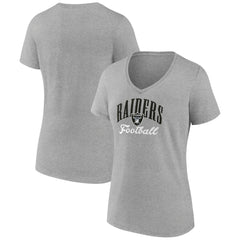 Las Vegas Raiders Women's Victory Script V-Neck T-Shirt Heather Gray | NFL